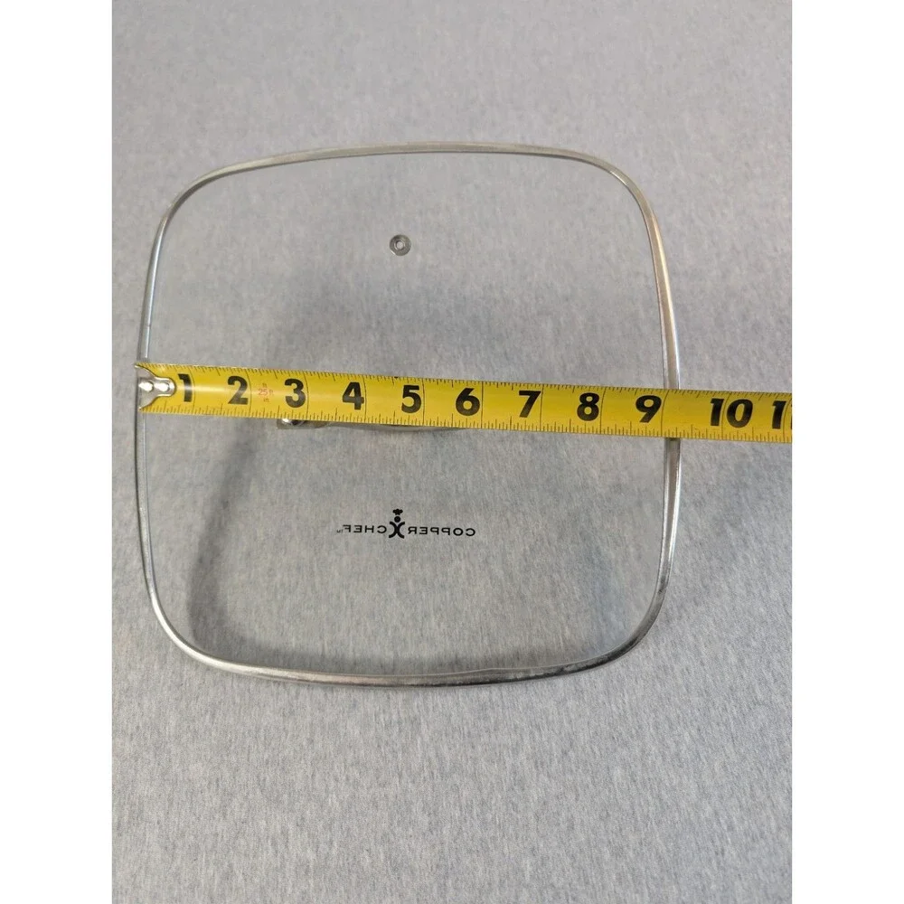 Copper Chef Square Clear Glass Lid w/ Stainless Steel Handle Approx 9.25 in.